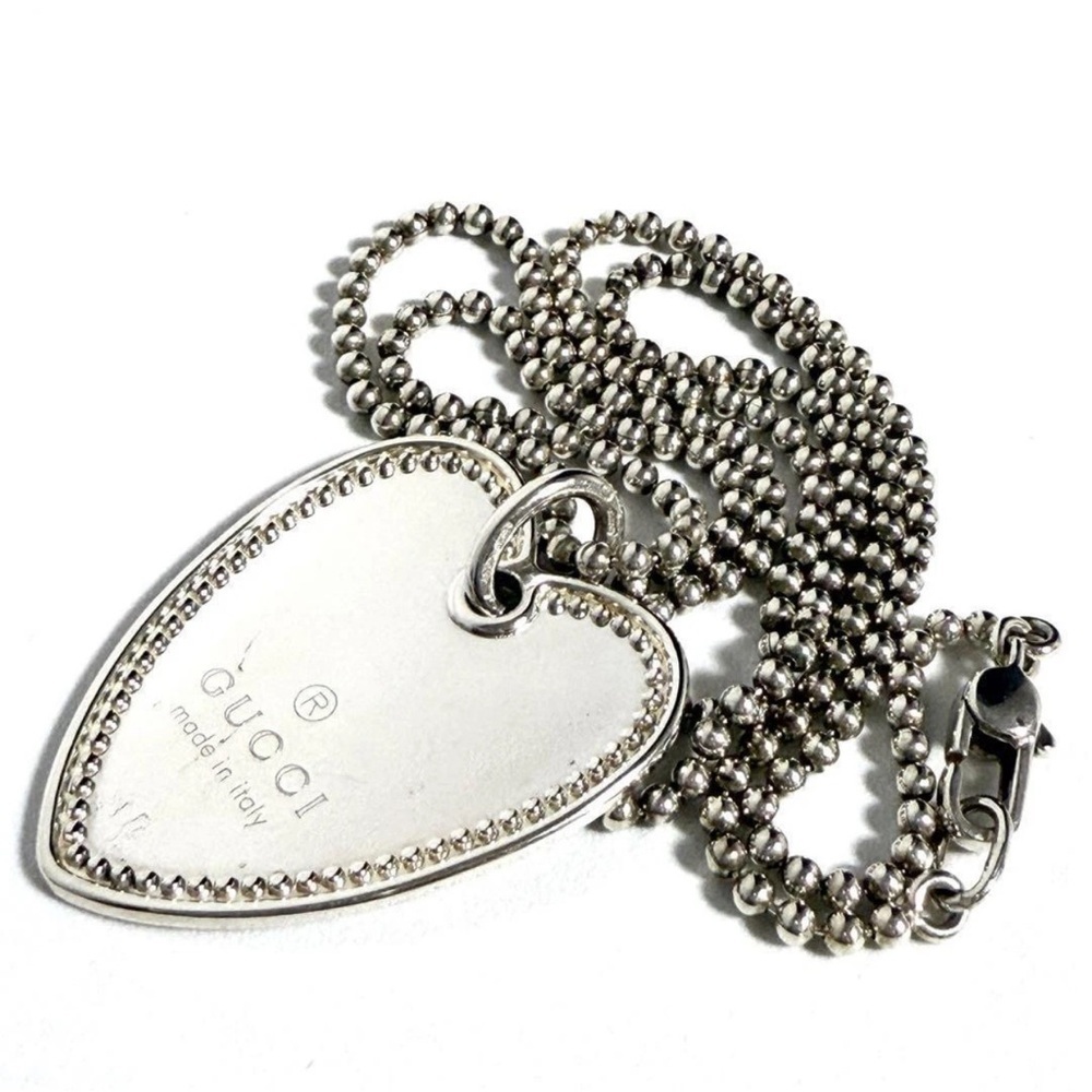 Gucci Authentic Silver Heart Pendant Necklace